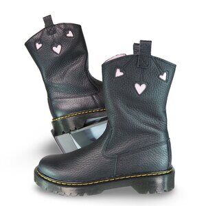Dr. Martens Bex Heart P-O Side Zip Leather Boots Women's 5 Black / Pink